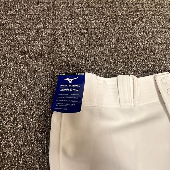 NWT Mizuno Pants Men’s Sz XL Baseball Uniform Hemmed Bottom White‎ See Details - Picture 3 of 12